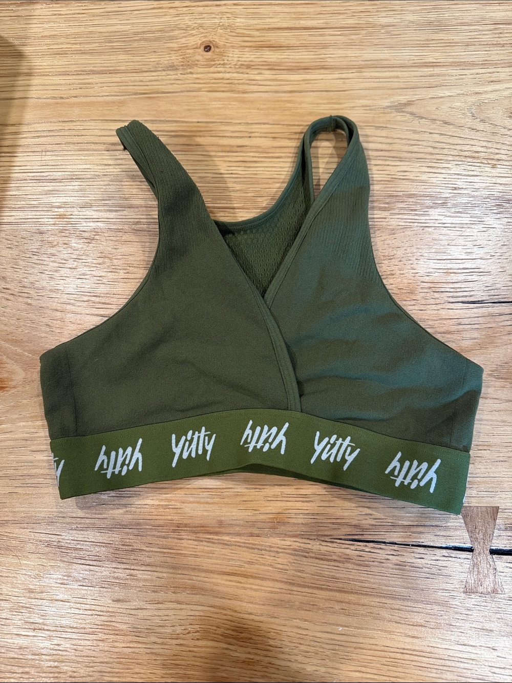 YITTY Olive Sports Bralette with Logo Band